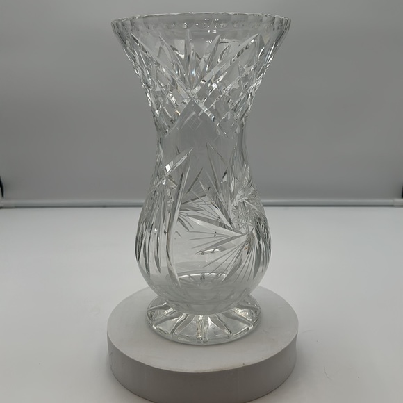 Vintage Wara Lead Crystal Hand Cut Clear Vase West Germany Star of David - Picture 4 of 16